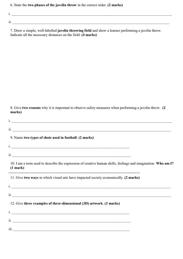 Page 2 – Grade 7 Creative Arts and Sports December 2026 Holiday Assignment – Kenyaplex