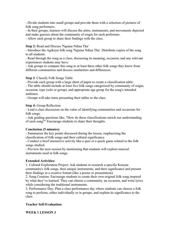 Page 3 – Grade 7 Creative Arts and Sports Lesson Plans Term 3 - Champion – Kenyaplex