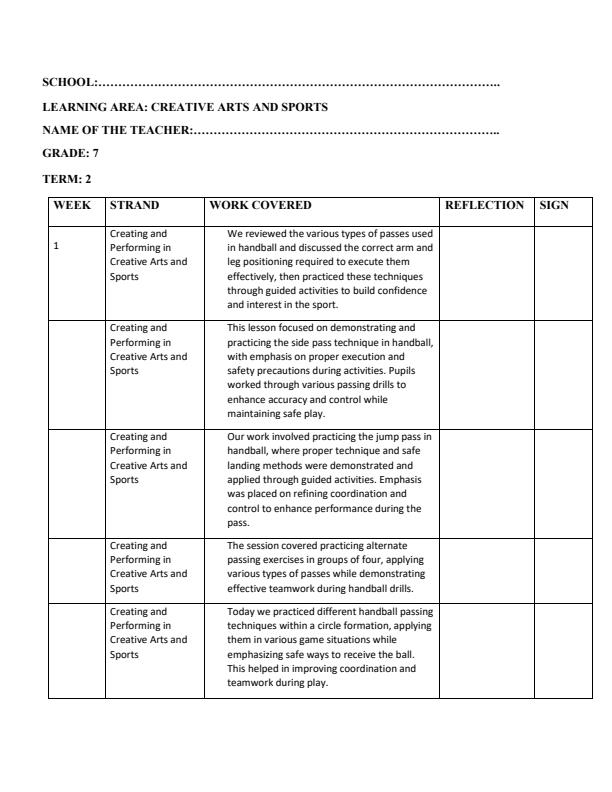 Page 1 – Grade 7 Creative Arts and Sports Records of Work Term 2 - Humming Bird – Kenyaplex