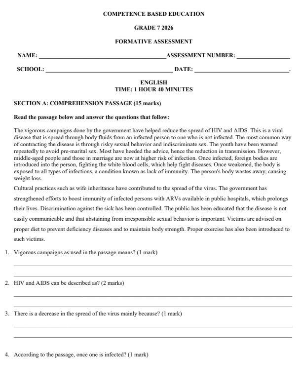 Page 1 – Grade 7 English April 2026 Holiday Assignment – Kenyaplex