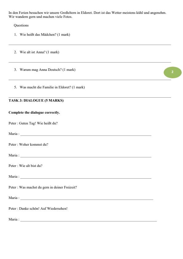 Page 2 – Grade 7 German August 2026 Holiday Assignment  – Kenyaplex