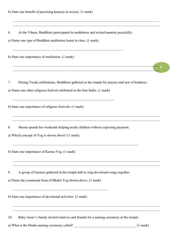 Page 2 – Grade 7 Hindu Religious Education August 2026 Holiday Assignment – Kenyaplex