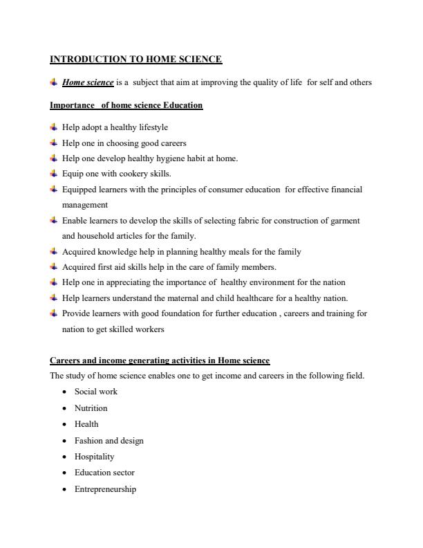 Page 2 – Grade 7 Home Science Lesson Notes Term 1 – Kenyaplex