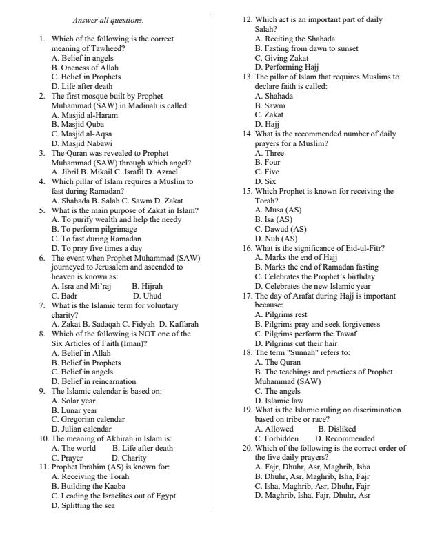 Page 2 – Grade 7 IRE August 2025 Holiday Assignment – Kenyaplex