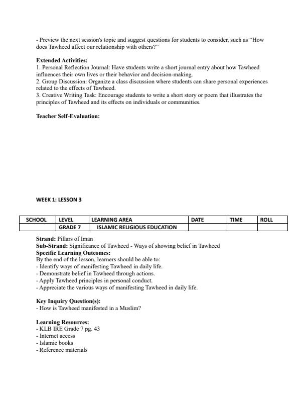 Page 4 – Grade 7 IRE Lesson Plans Term 2 - KLB – Kenyaplex