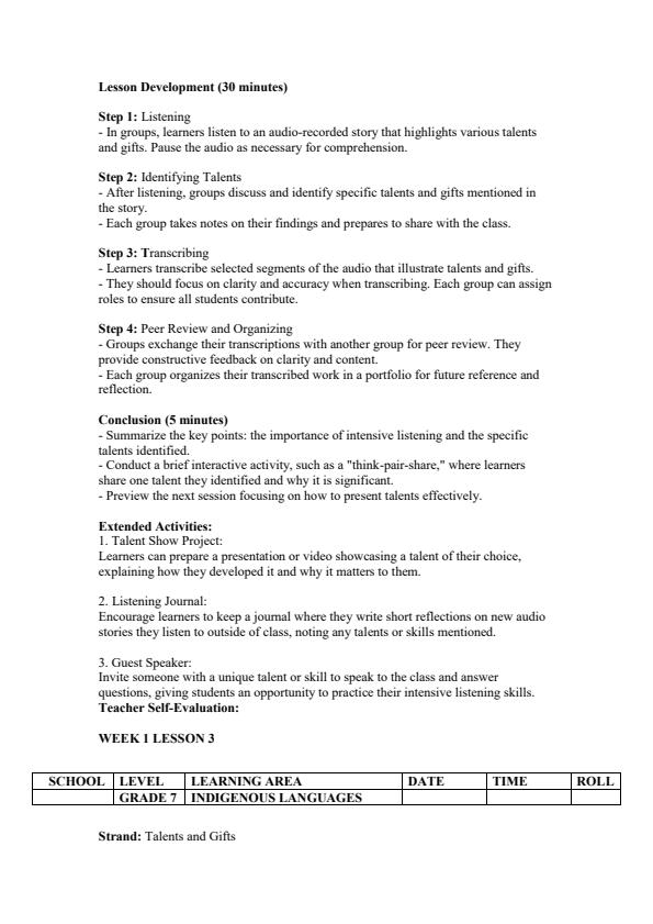Page 3 – Grade 7 Indigenous Languages Lesson Plans Term 3 – Kenyaplex