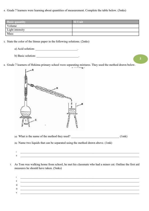 Page 2 – Grade 7 Integrated Science August 2026 Holiday Assignment – Kenyaplex