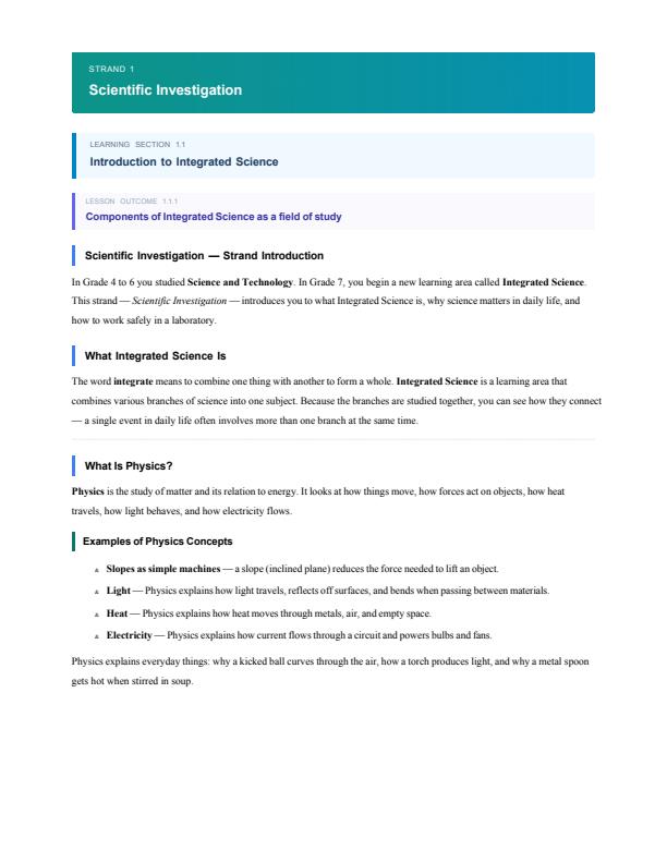 Page 4 – Grade 7 Integrated Science Complete Notes Term 1, Term 2, Term 3 (Updated) – Kenyaplex