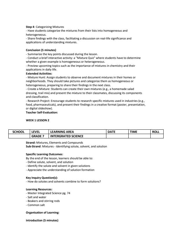 Page 2 – Grade 7 Integrated Science Lesson Plans Term 2 - Master Integrated Science – Kenyaplex