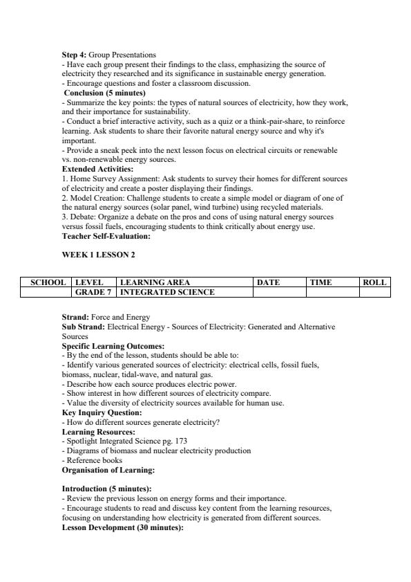 Page 2 – Grade 7 Integrated Science Lesson Plans Term 3 - Spotlight – Kenyaplex