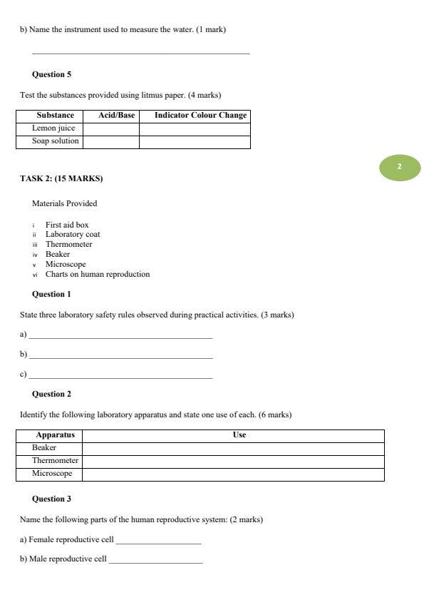 Page 2 – Grade 7 Integrated Science Practical August 2026 Holiday Assignment – Kenyaplex