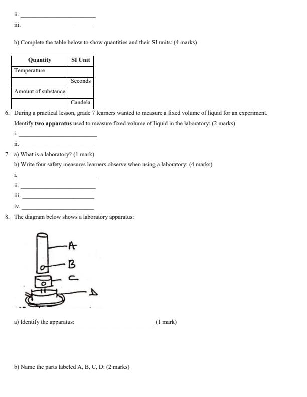 Page 2 – Grade 7 Integrated Science Theory April 2026 Holiday Assignment – Kenyaplex
