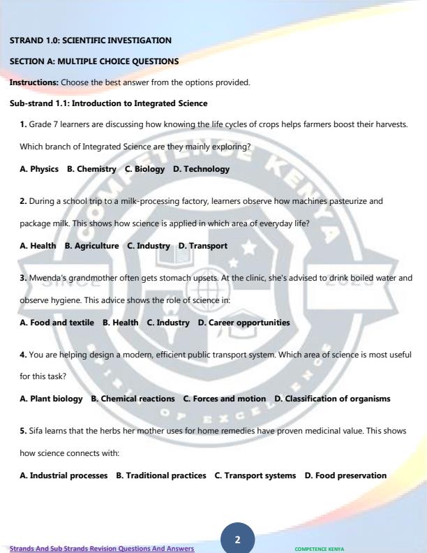 Page 2 – Grade 7 Integrated Science Topical Questions and Answers – Kenyaplex