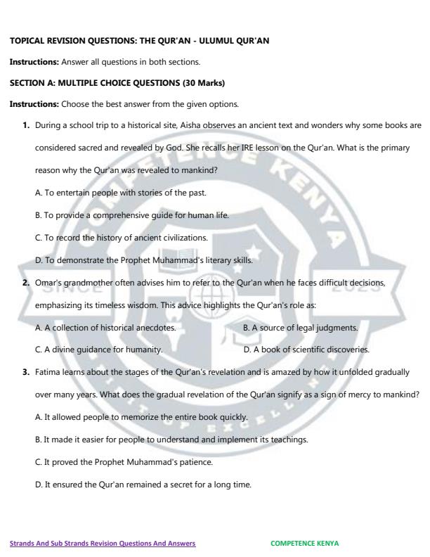 Page 2 – Grade 7 Islamic Religious Education (IRE) Topical Questions and Answers – Kenyaplex