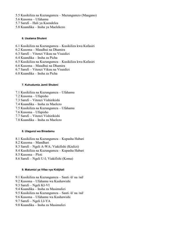 Page 2 – Grade 7 Kiswahili Complete Notes Term 1, Term 2, Term 3 (Updated)  – Kenyaplex