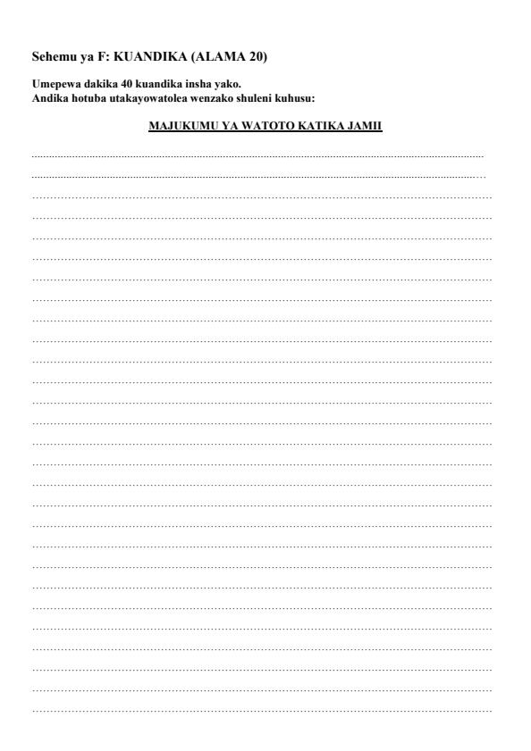 Page 2 – Grade 7 Kiswahili Insha December 2024 Holiday Assignment – Kenyaplex