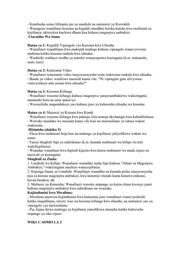 Page 3 – Grade 7 Kiswahili Lesson Plans Term 3 - Nyota Ya Kiswahili – Kenyaplex