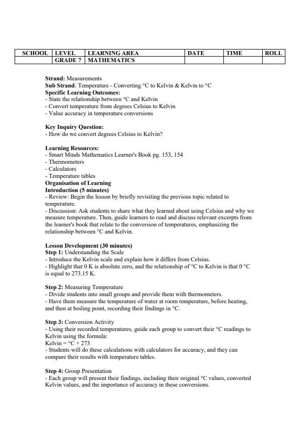 Page 4 – Grade 7 Mathematics Lesson Plans Term 3 - Smart Minds – Kenyaplex