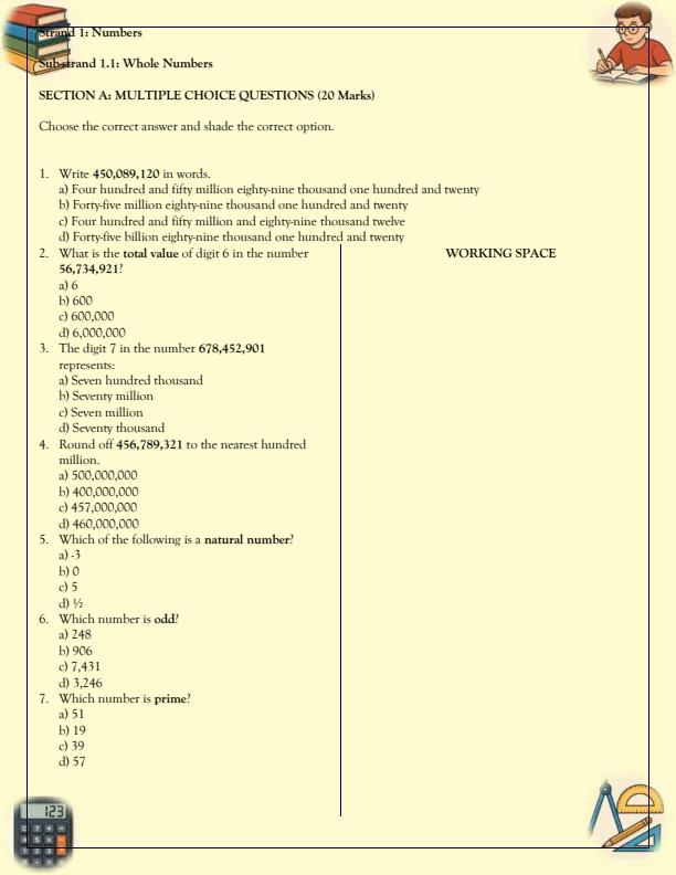 Page 2 – Grade 7 Mathematics Topical Questions and Answers – Kenyaplex