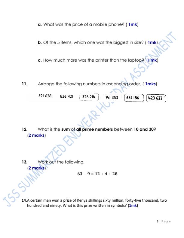 Page 3 – Grade 7 November/December 2025 Holiday Assignments - Set – Kenyaplex