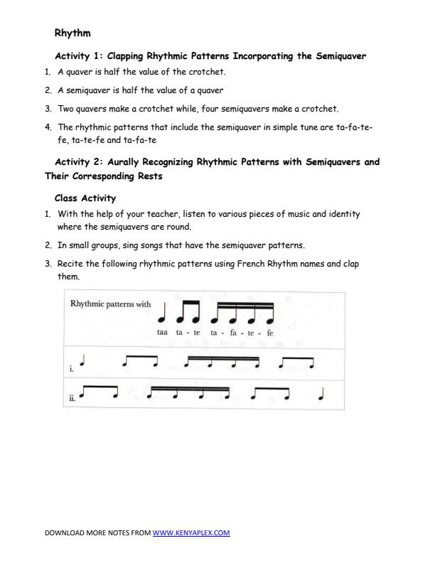 Page 3 – Grade 7 Performing Art Lesson Notes Term 1 – Kenyaplex