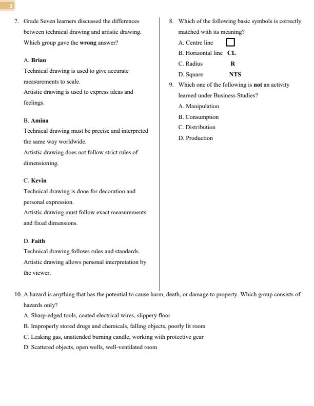 Page 2 – Grade 7 Pre - Technical Studies April 2026 Holiday Assignment – Kenyaplex