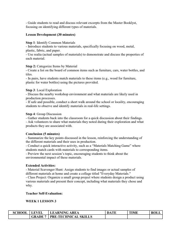 Page 3 – Grade 7 Pre-Technical Lesson Plans Term 2 - Master Booklyst – Kenyaplex