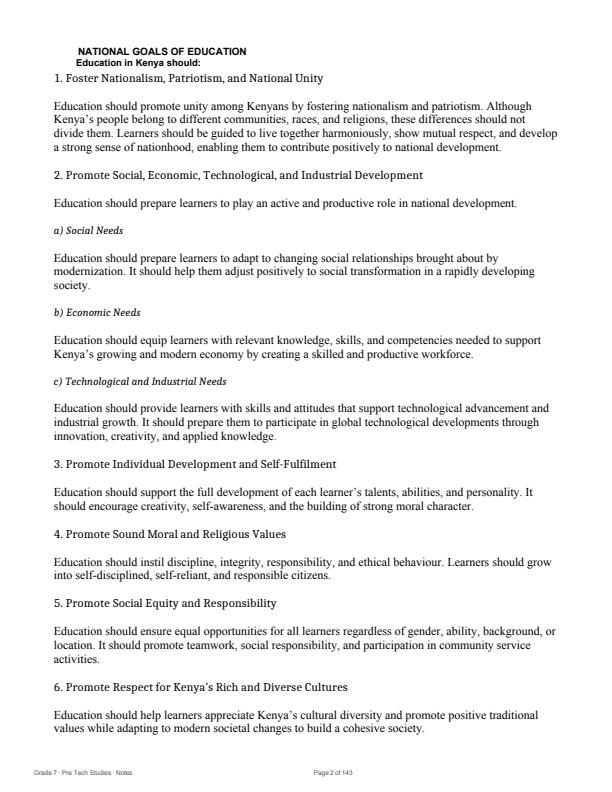 Page 2 – Grade 7 Pre-Technical Studies Complete Notes Term 1, Term 2, term 3 (Updated) – Kenyaplex