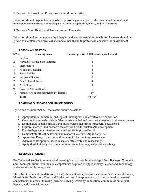 Page 3 – Grade 7 Pre-Technical Studies Complete Notes Term 1, Term 2, term 3 (Updated) – Kenyaplex