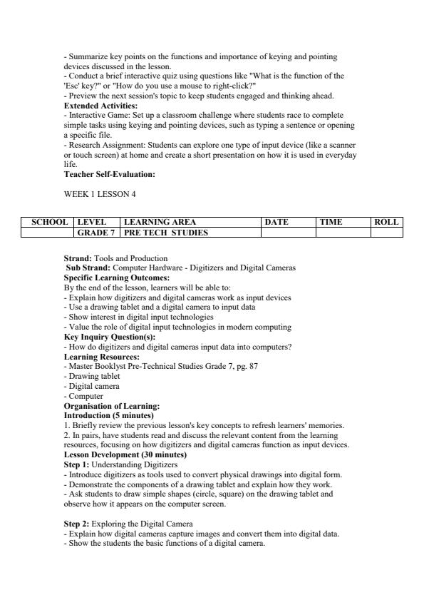 Page 5 – Grade 7 Pre-Technical Studies Lesson Plans Term 3 - Master Booklyst – Kenyaplex