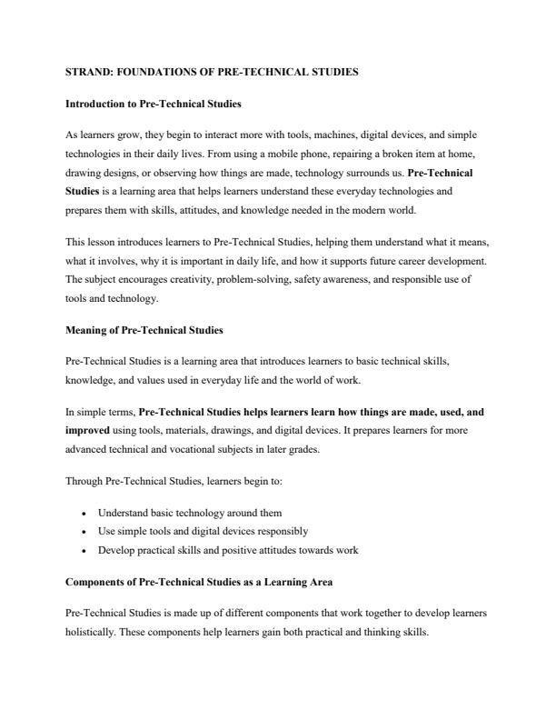 Page 2 – Grade 7 Pre-Technical Studies Notes Term 1 – Kenyaplex