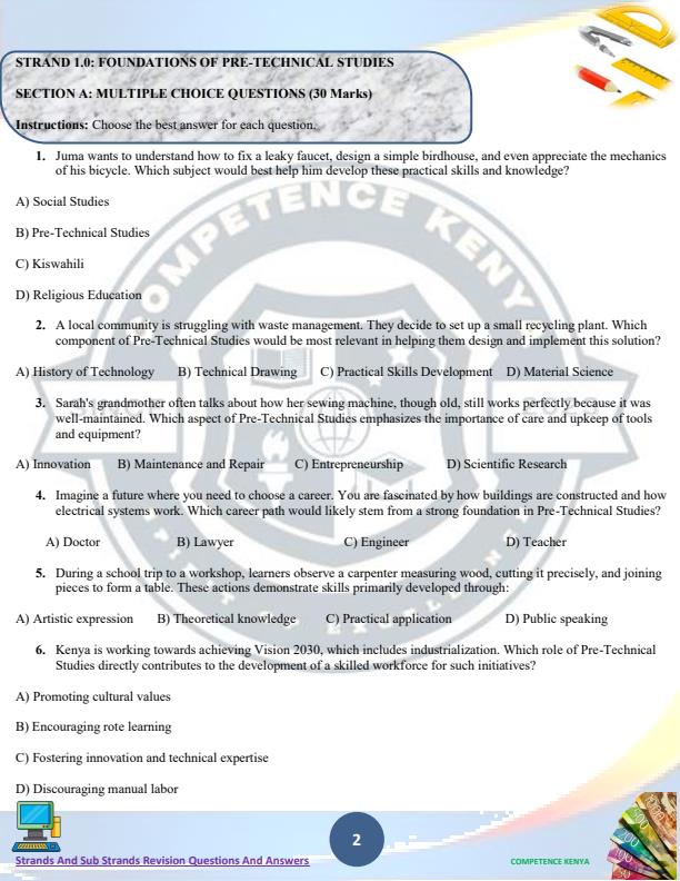 Page 2 – Grade 7 Pre-Technical Studies Topical Questions and Answers – Kenyaplex