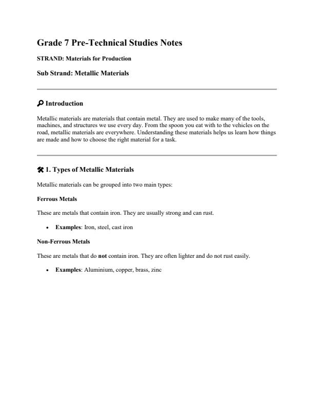 Page 1 – Grade 7 Rationalised Pre-Technical Studies Notes Term 2 – Kenyaplex