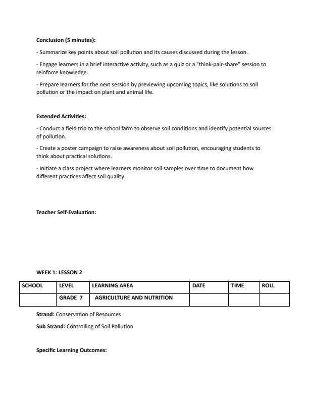 Page 3 – Grade 7 Rationalized Agriculture and Nutrition Lesson Plans Term 1 - Spark Agriculture – Kenyaplex