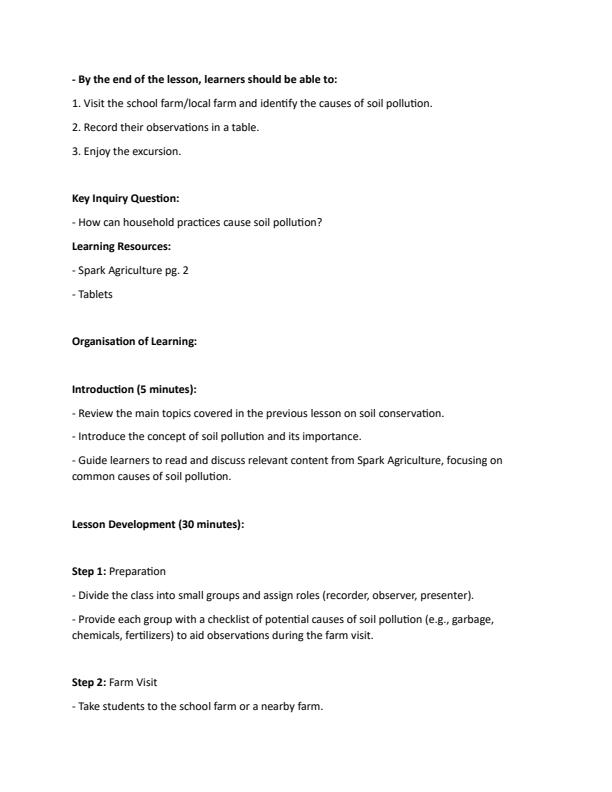Page 4 – Grade 7 Rationalized Agriculture and Nutrition Lesson Plans Term 1 - Spark Agriculture – Kenyaplex