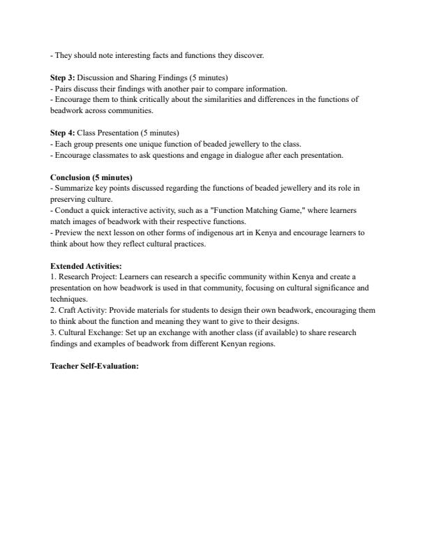 Page 4 – Grade 7 Rationalized Creative Arts and Sports Lesson Plans Term 3 – Kenyaplex