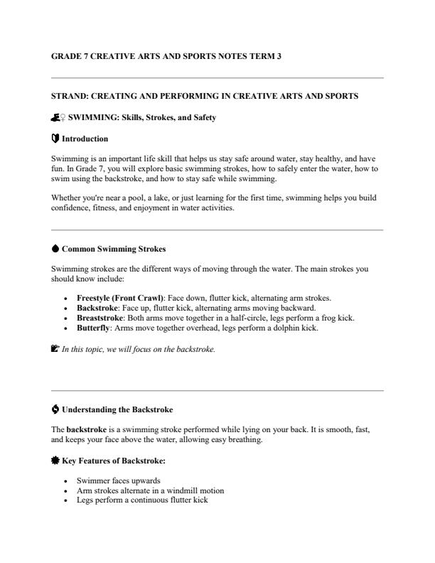 Page 1 – Grade 7 Rationalized Creative Arts and Sports Notes Term 3 – Kenyaplex