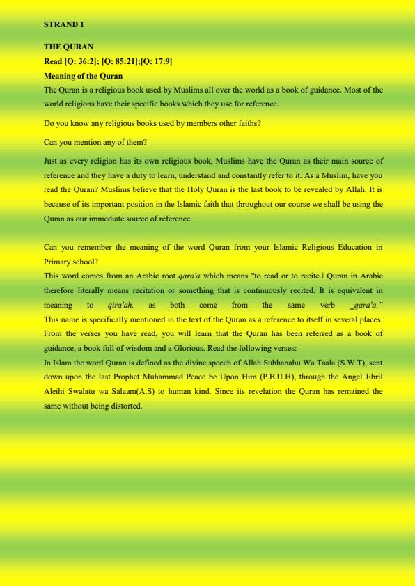 Page 2 – Grade 7 Rationalized Islamic Religious Education (IRE) Notes Term 1, 2 and 3 – Kenyaplex