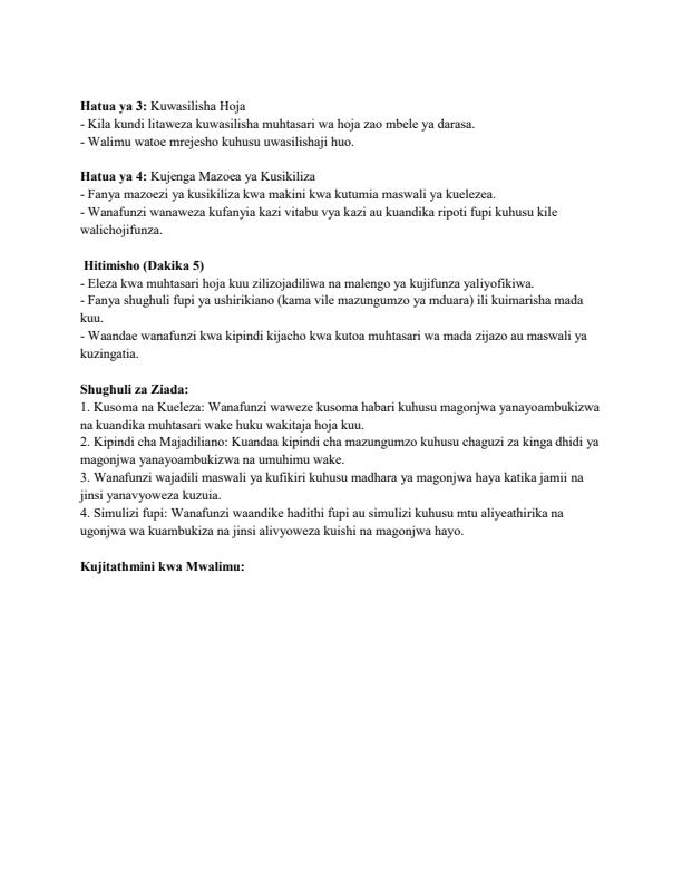 Page 2 – Grade 7 Rationalized Kiswahili  Lesson Plan Term 3  - KLB Top scholar – Kenyaplex