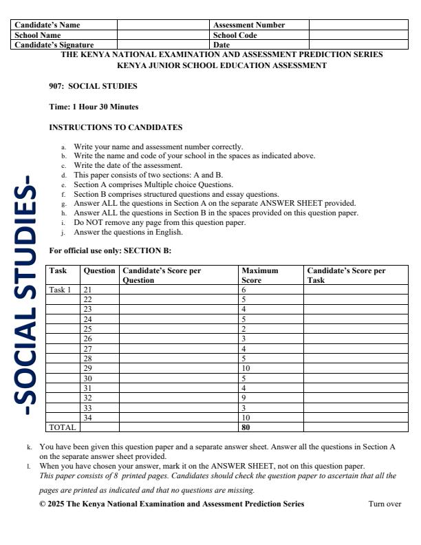Page 1 – Grade 7 Social Studies August 2025 Holiday Assignment – Kenyaplex