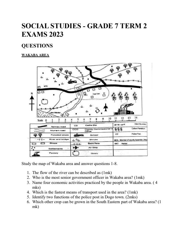Grade 7 Social Studies End of Term 2 Exam 2023 14529