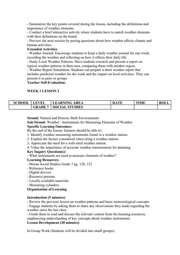 Page 2 – Grade 7 Social Studies Lesson Plans Term 3 - Moran – Kenyaplex
