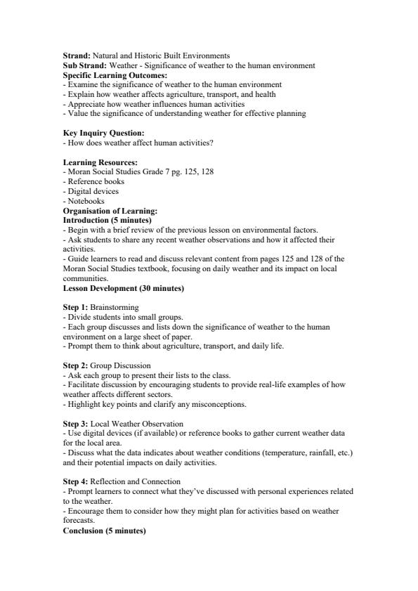 Page 4 – Grade 7 Social Studies Lesson Plans Term 3 - Moran – Kenyaplex