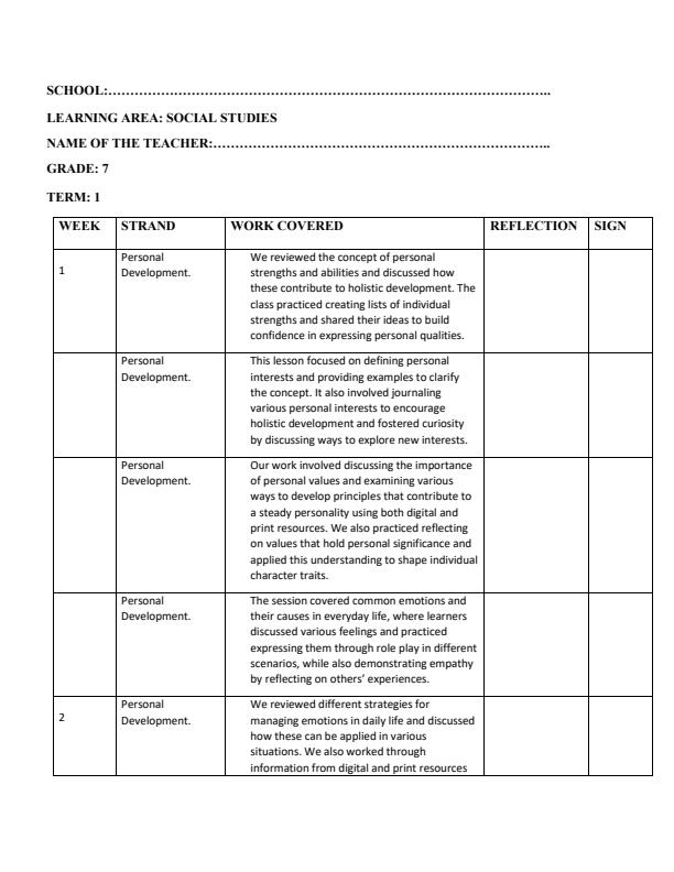 Page 1 – Grade 7 Social Studies Records of Work Term 1 – Kenyaplex