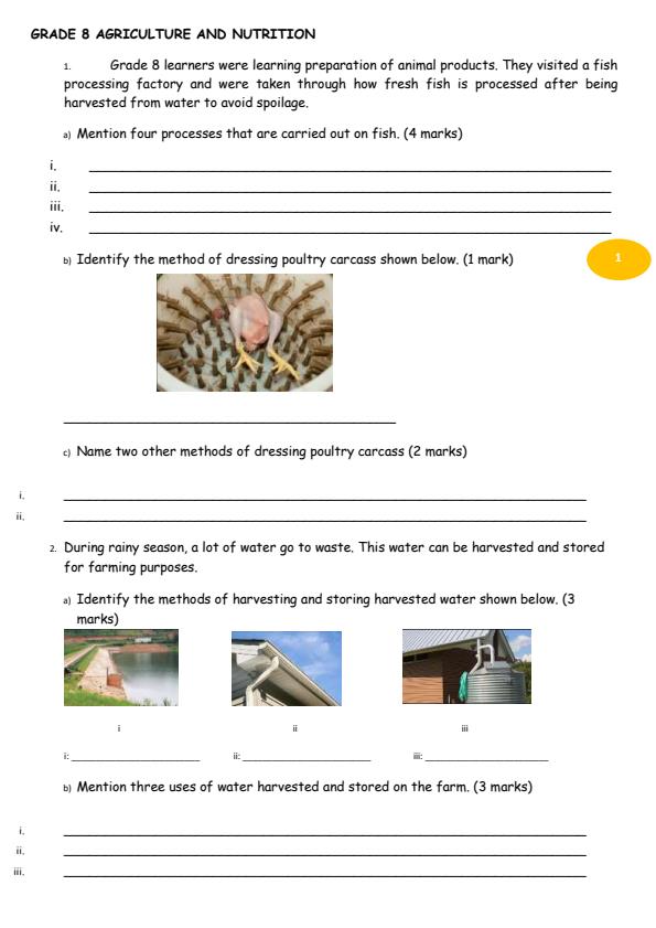 Page 1 – Grade 8 Agriculture and Nutrition August 2026 Holiday Assignment – Kenyaplex