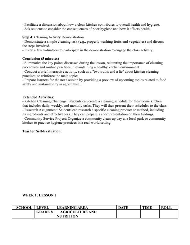 Page 2 – Grade 8 Agriculture and Nutrition Lesson Plans Term 3 - Top Scholar – Kenyaplex
