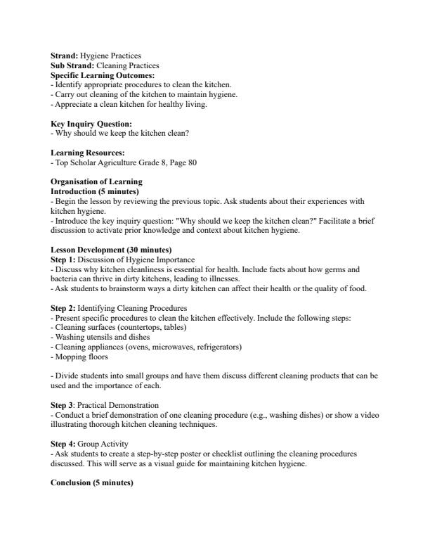 Page 3 – Grade 8 Agriculture and Nutrition Lesson Plans Term 3 - Top Scholar – Kenyaplex
