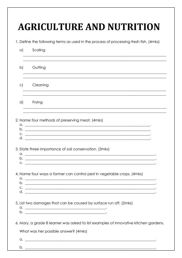 Page 2 – Grade 8 April 2025 Holiday Assignments - Set – Kenyaplex