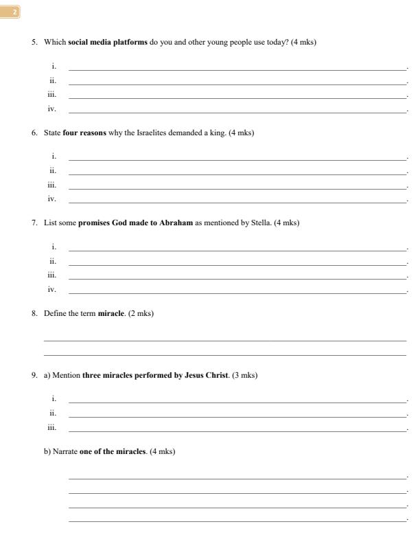Page 2 – Grade 8 CRE April 2026 Holiday Assignment – Kenyaplex