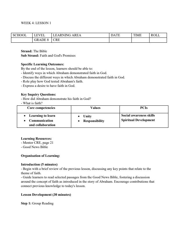Page 3 – Grade 8 CRE Lesson Plans on The Bible – Kenyaplex